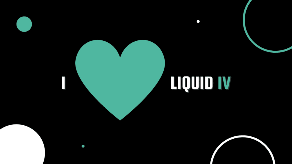 A banner image with text that reads "I love Liquid IV" with a black background.