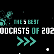 Top 5 Must-Listen Podcasts of 2023 - Banner image with a microphone and headphones on a colorful background"