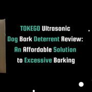 Banner image for the TOKEGO Ultrasonic Dog Bark Deterrent review, featuring the product box on a black background with teal and white text reading the post title.
