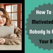 Featured banner image for the post, How To Stay Motivated When Nobody Is Reading Your Blog" featuring a confused lady with a laptop.