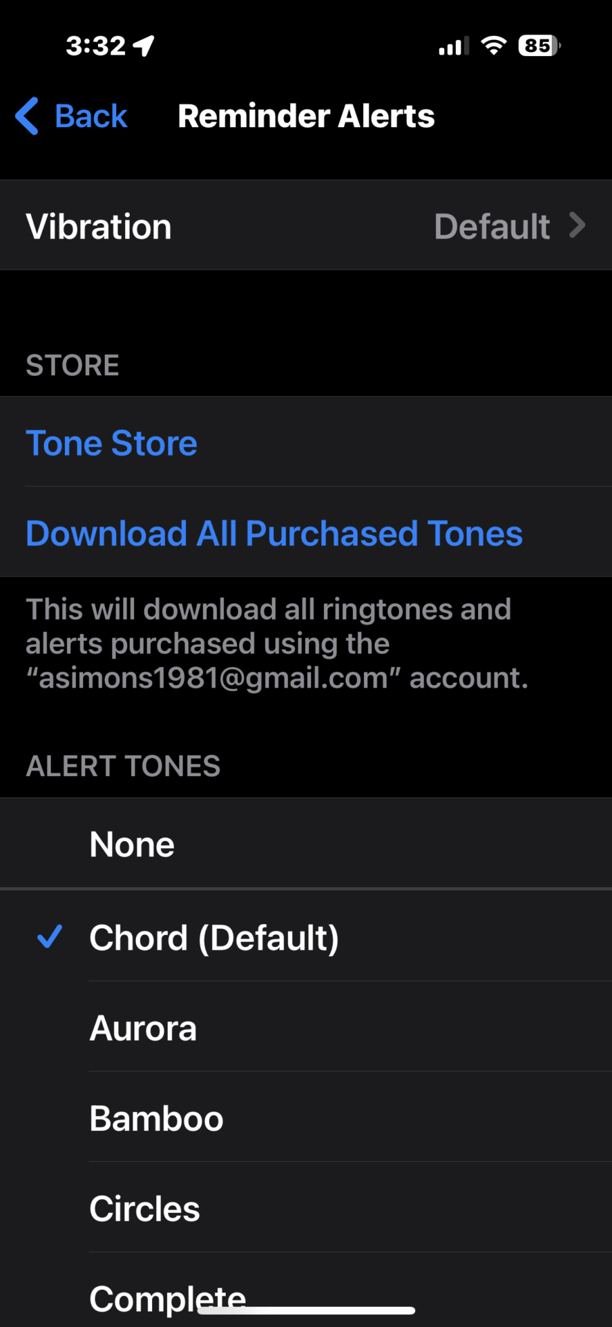 Changing notification sounds for reminders