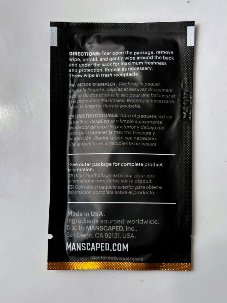 MANSCAPED Crop Mop Wipes (Packaging Back)
