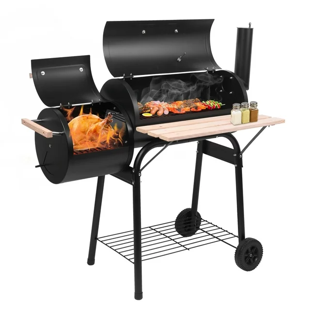 Zimtown BBQ Charcoal Grill Outdoor Barbecue Pit with Offset Smoker