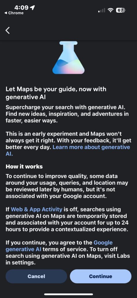 Google Maps with AI-Powered Discovery Welcome Screen