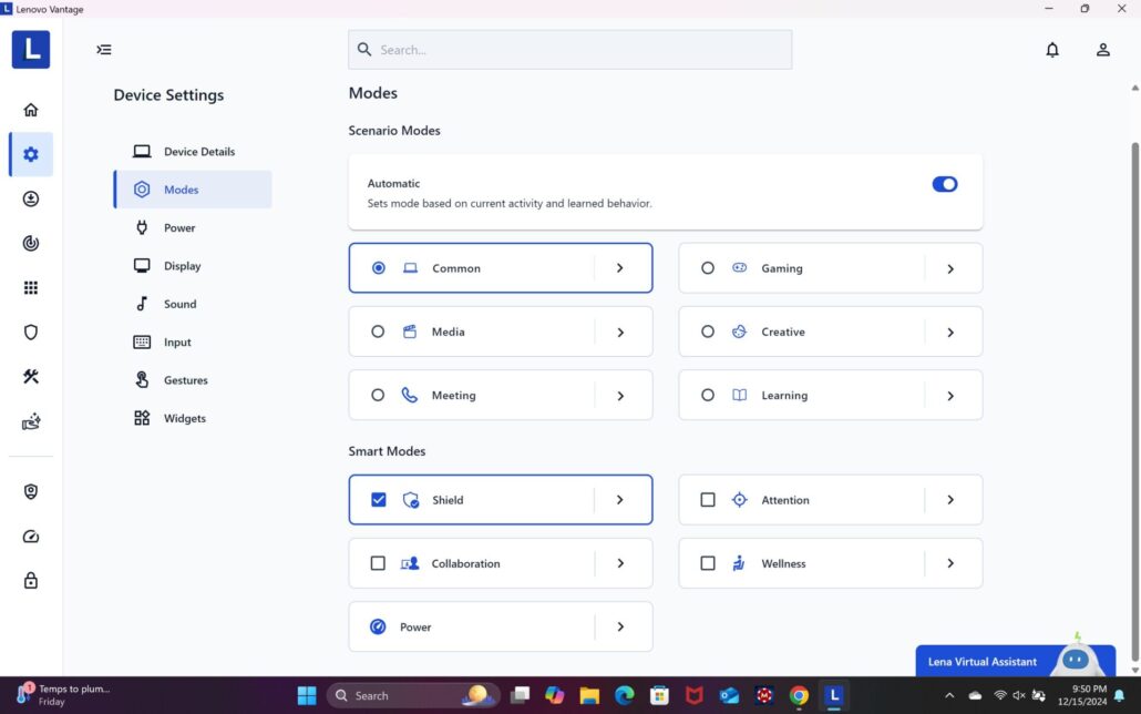 Lenovo Vantage performance modes