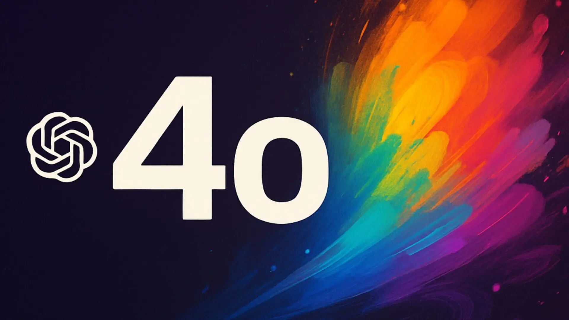 ChatGPT-4o logo with colorful paint burst on a dark background