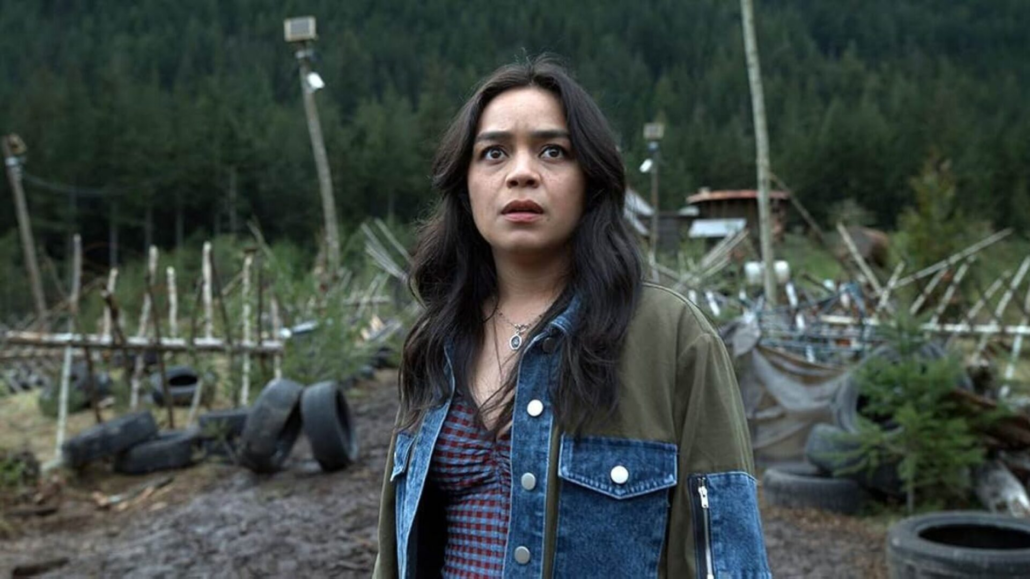 Stefanie, the lead character in Final Destination: Bloodlines (2025), looks on in shock during a tense scene from the film – featured in our Final Destination: Bloodlines review.