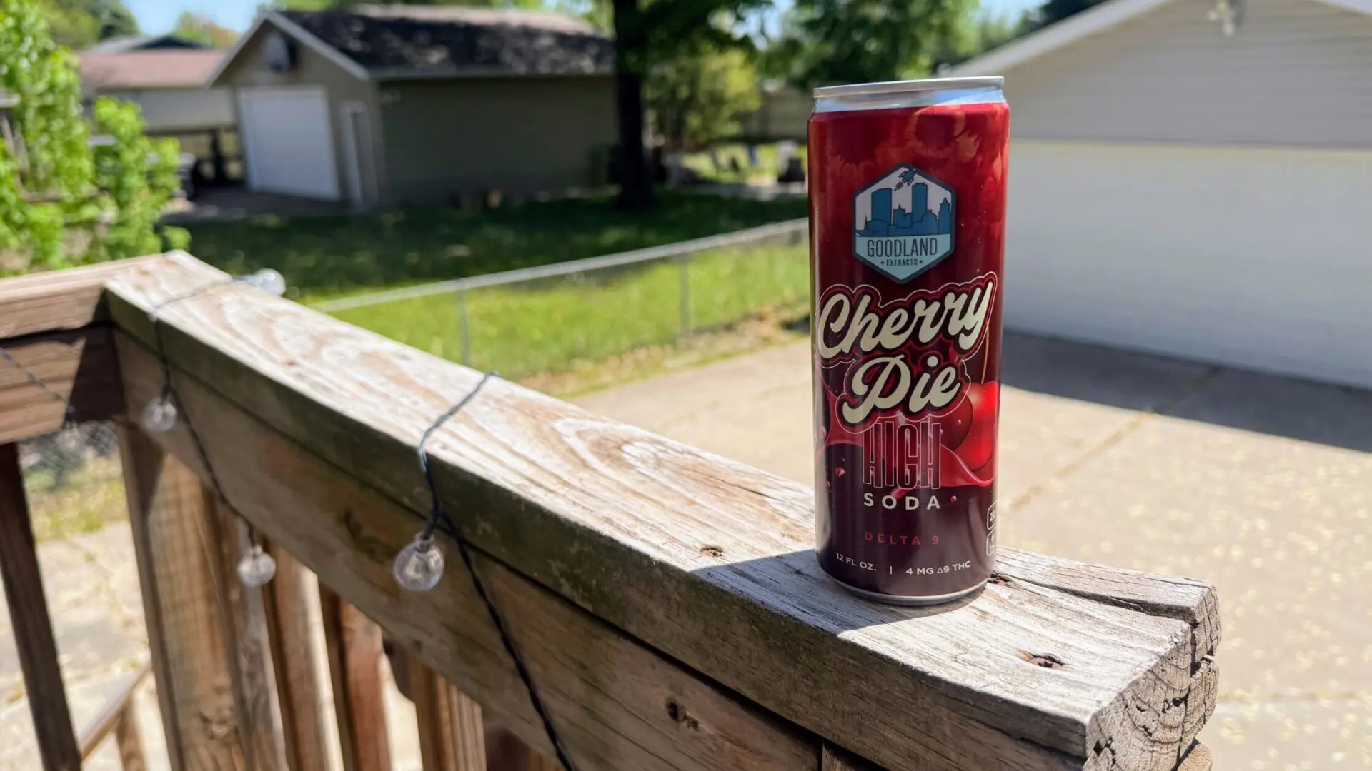 Can of Goodland Extracts Cherry Pie High Soda – THC-infused drink with cherry, cinnamon, and lemon flavor