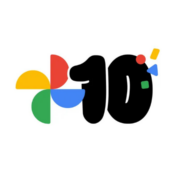 Google Photos AI editing tools 10th anniversary logo with colorful icons