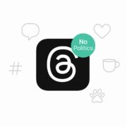 Banner showing how to turn off political posts on Threads, with logo and icons for coffee, hashtags, and memes.