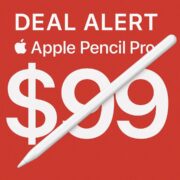 Apple Pencil Pro deal alert graphic showing $99 sale price on red background