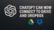 Illustration showing ChatGPT connecting with Google Drive and Dropbox for document analysis