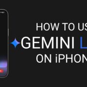 How to use Gemini Live on iPhone – banner showing iPhone UI with screen sharing and Gemini Live title text