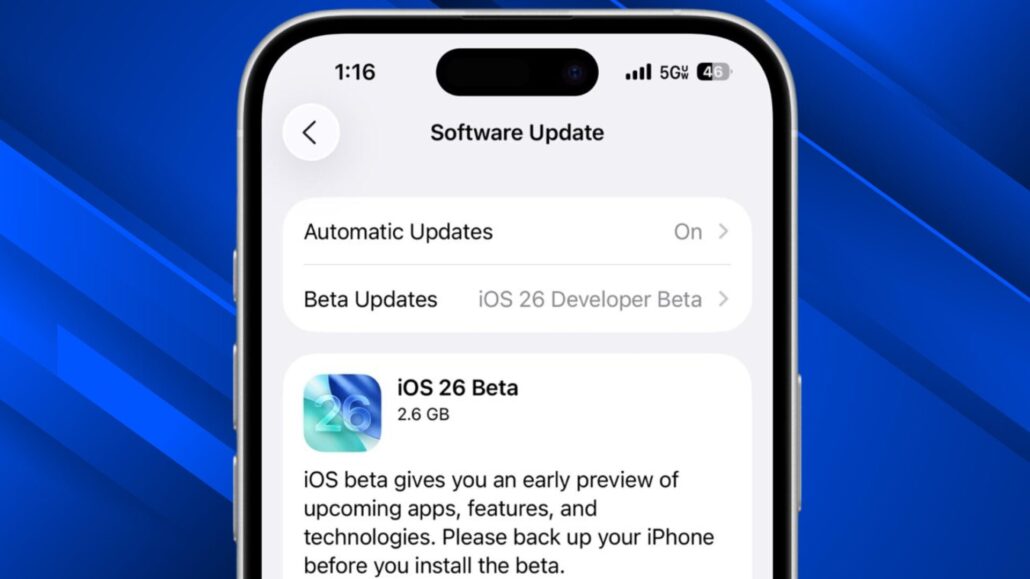 ios 26 beta 1 update banner