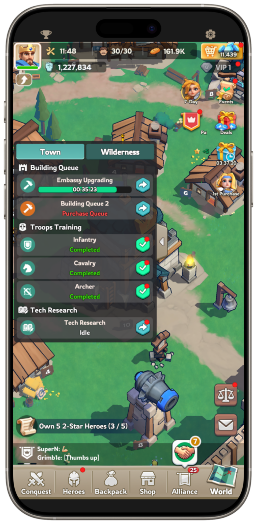 kingshot gameplay idle queues screenshot