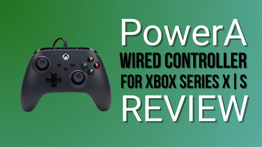 PowerA Wired Controller for Xbox Series X|S review banner with product image and green background