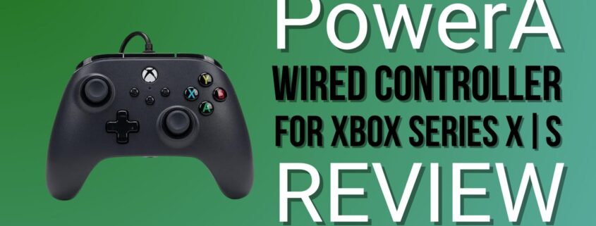PowerA Wired Controller for Xbox Series X|S review banner with product image and green background