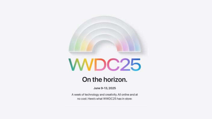WWDC 2025 preview banner with rainbow Apple logo and event dates June 9–13