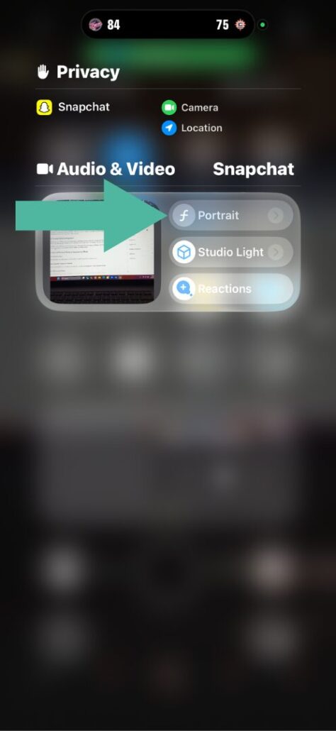 disable snapchat portrait mode