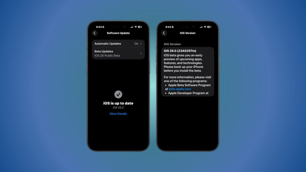 ios 26 public beta install screen