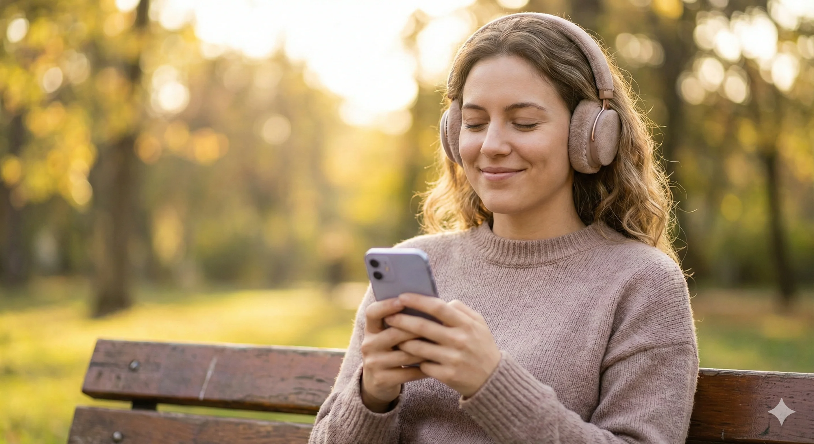 A person enjoying focused listening with headphones and an iPhone displaying a simple music player, highlighting the joy of using an iPhone as an iPod for undisturbed audio.