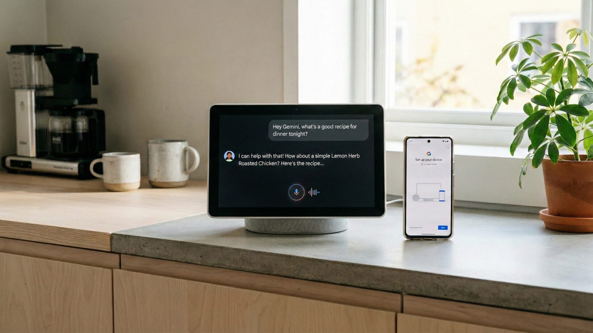 Force Gemini upgrade Google Home speaker with Google Home app setup screen