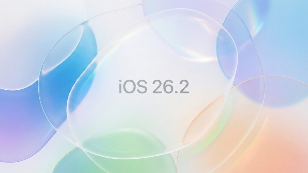 iOS 26 new features header image showing iOS 26.2 Liquid Glass design