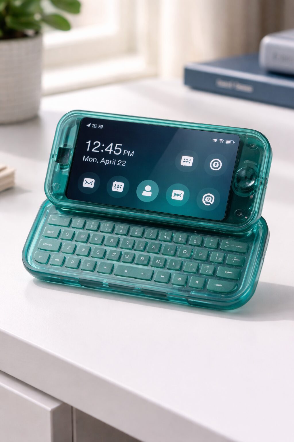 Teal retro phone