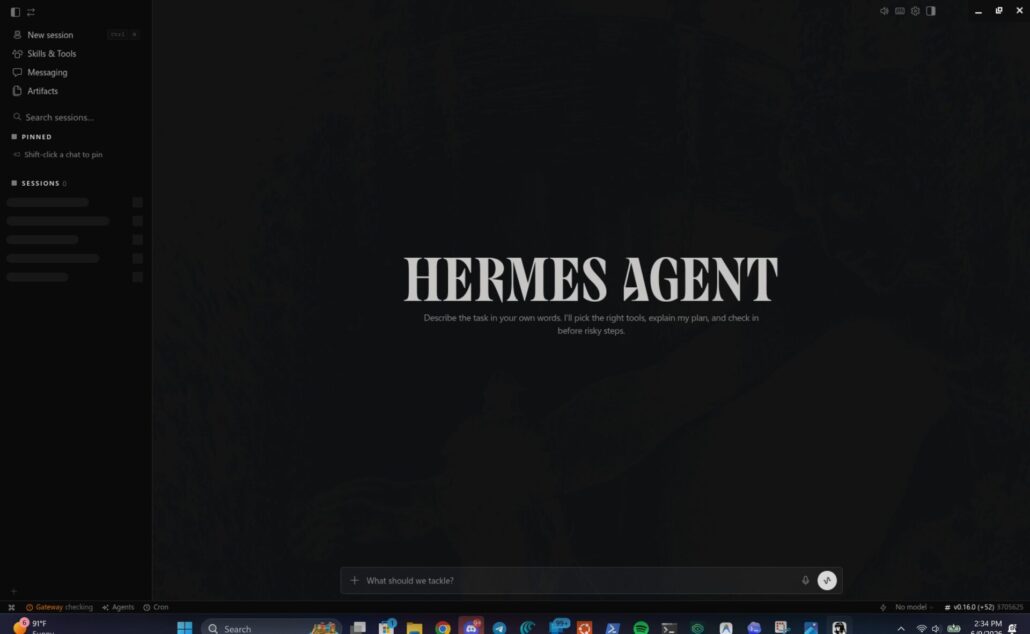 Screenshot of the Hermes Desktop chat interface with a side-by-side preview rail and live streaming tool output during a conversation.