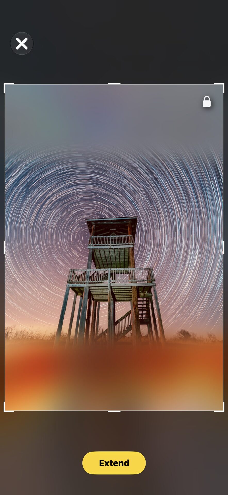 Extend tool result in iOS 27 Photos after AI expands image edges