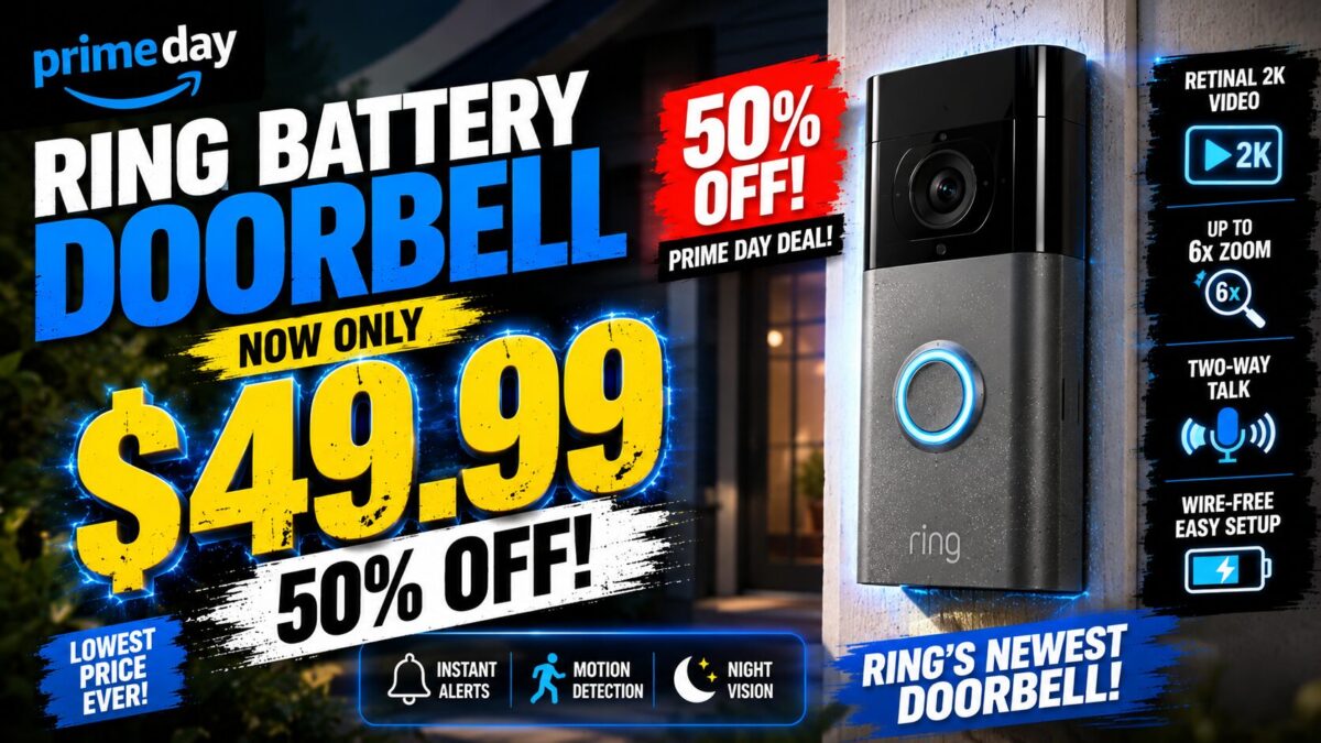 Ring Battery Doorbell Drops to .99 on Amazon for Prime Day (50% Off) Ring Battery Doorbell Drops to .99 on Amazon for Prime Day (50% Off)